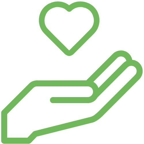 Cartoon outline of hand holding love heart